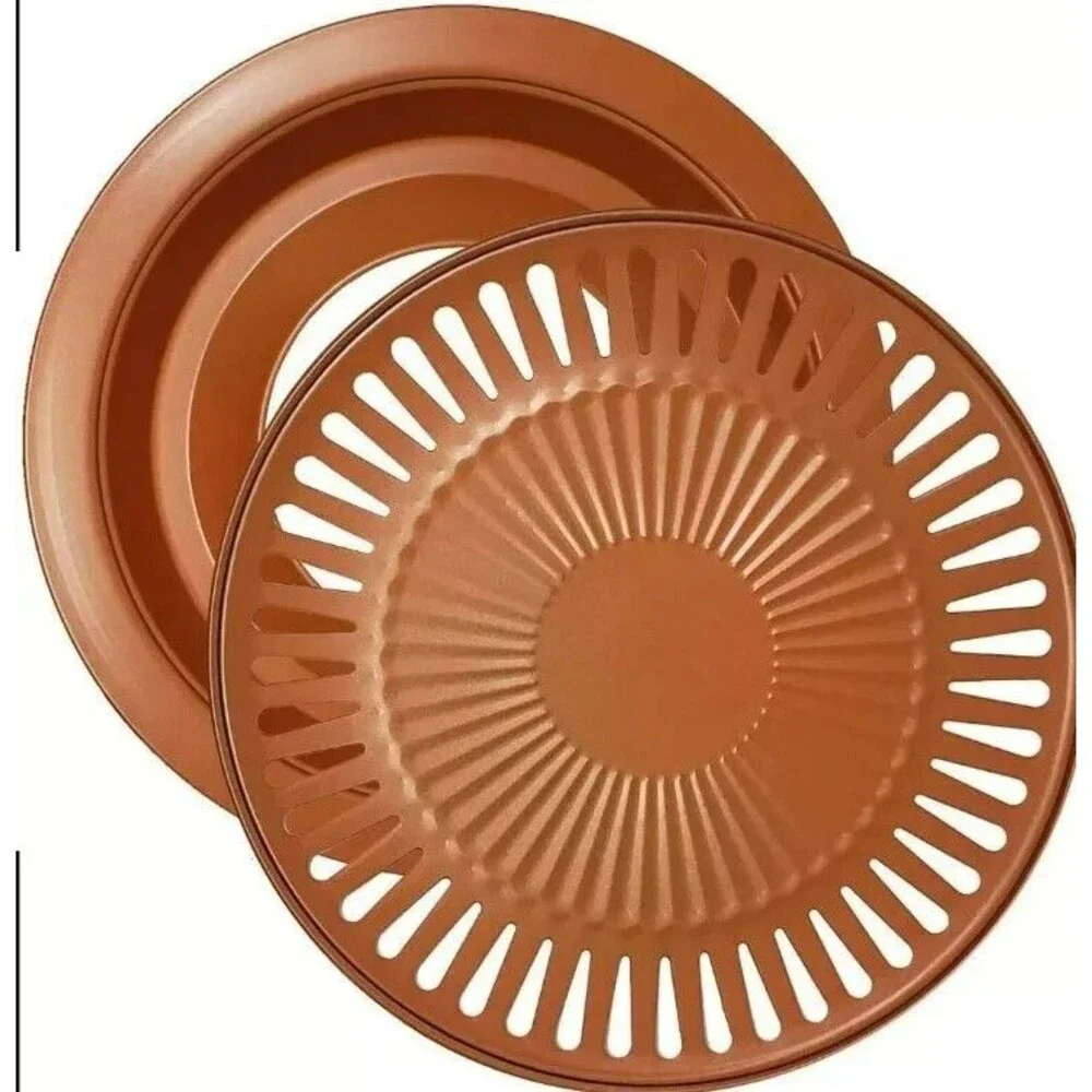 Smokeless Indoor Barbecue Copper Infused Stovetop Grill Set Non Stick Grill 2 pc